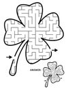 St Patrick`s Day maze or labyrinth, shaped as four-leaf clover. Answer included.